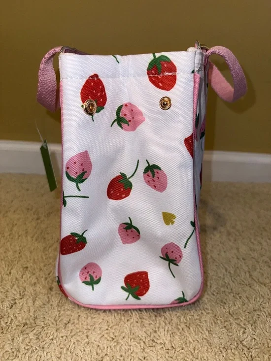 kate spade Strawberry Print Lunch Bag in Pink, Red & Green - Picture 4 of 13